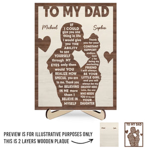 Pour toujours votre petite fille - Plaque en bois personnalisée à 2 couches avec support - Fête des pères, cadeau pour papa, grand-père