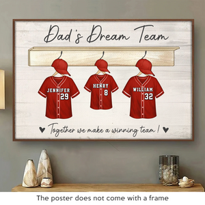 Construit par l'amour, soudé comme une équipe - Affiche horizontale personnalisée pour la famille - Fête des pères, cadeau pour papa, amateurs de sport, joueurs de sport