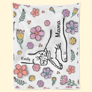 Mains tenant Nana avec amour - Couverture familiale personnalisée à effet gonflé 3D - Cadeau pour la fête des mères, maman, grand-mère
