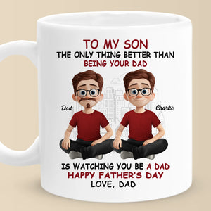 La plus grande joie de la vie est de te voir être papa - Mug personnalisé pour la famille - Fête des pères, cadeau pour fils