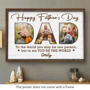 Photo personnalisée « Vous rendez notre monde complet » - Affiche horizontale personnalisée pour la famille - Cadeau pour la fête des pères, papa, grand-père