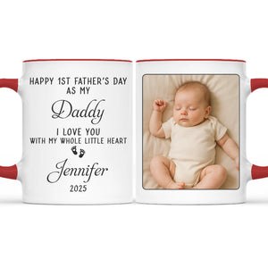 Tasse personnalisée avec photo « Tenez-moi près de moi, même lorsque vous êtes séparés » - Tasse personnalisée avec accents pour la famille - Cadeau pour la fête des pères