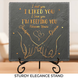 My Heart Is Perfect Because You Are Inside - Couple Personalized Custom Square Shaped Stone With Stand - Gift For Husband Wife, Anniversary