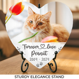 Photo personnalisée : les choses ont une fin, mais les souvenirs durent pour toujours - Pierre commémorative personnalisée en forme de cœur - Cadeau de condoléances pour les propriétaires d'animaux et les amoureux des animaux