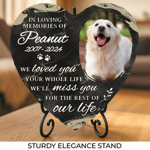 Photo personnalisée « Nous t'avons aimé toute ta vie » - Pierre commémorative personnalisée en forme de cœur - Cadeau de condoléances pour les propriétaires d'animaux et les amoureux des animaux