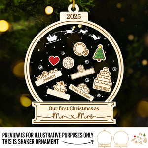Custom 3 Layers Shaker Ornament - Personalized Anniversary Christmas Wedding Gifts For Husband And Wife, Him And Her - Newlyweds Under The Mistletoe