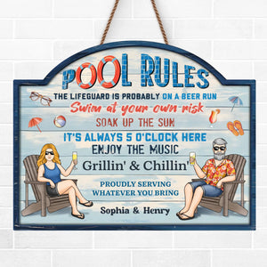Custom Home Decor Wood Sign - Personalized Anniversary Wedding Gifts For Husband And Wife, Him And Her - Couples Who Swim Together, Stay Together