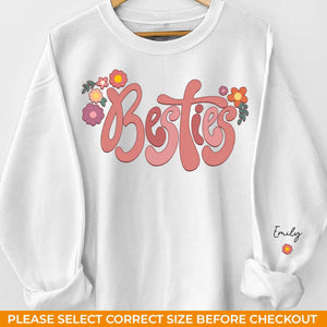 Sweat-shirt unisexe personnalisé « Friends Until The End » avec motif sur la manche - Cadeau pour meilleures amies, meilleures amies, sœurs