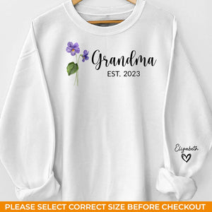 Grand-mère plante les graines de l'amour qui fleurissent pour toujours - Sweat-shirt unisexe personnalisé avec motif sur la manche - Cadeau pour maman et grand-mère