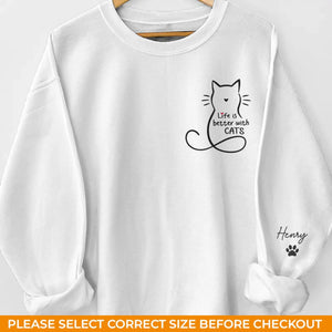 Custom Unisex Sweatshirt, Hoodie With Design On Sleeve - Personalized Christmas Birthday Gifts For Cat Lovers, Cat Mom And Dad - Home Smells Like Cat Fur