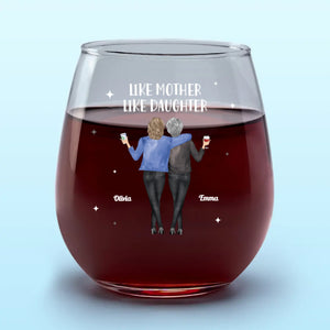 Mère et fille, un mariage parfait - Verre à vin personnalisé pour toute la famille - Cadeau pour maman et fille
