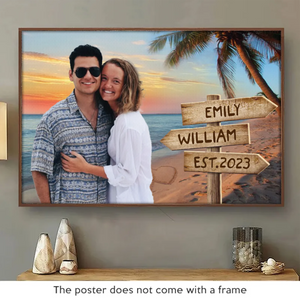 Photo personnalisée « Là où il y a de l'amour, il y a de la vie » - Affiche horizontale personnalisée pour couple - Cadeau pour mari et femme, anniversaire