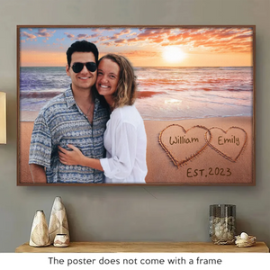 Photo personnalisée « Une vie heureuse avec toi » - Affiche horizontale personnalisée pour couple - Cadeau pour mari et femme, anniversaire