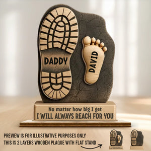 Your Footsteps Led Our Way - Family Personalized Custom Shaped 2-Layered Wooden Plaque With Flat Stand - Father's Day, House Warming Gift For Dad, Grandpa