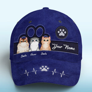 Casquette classique « Keep Calm And Love Dogs » bleu marine, personnalisable, imprimée sur toute la surface, pour chien et chat. Nouveauté ! Cadeau pour les propriétaires et les amoureux des animaux.
