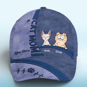 Keep Calm And Love Cats Blue - Casquette personnalisée pour chat, imprimé intégral, classique - Nouveauté, cadeau pour propriétaires et amoureux des animaux