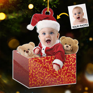 Photo personnalisée « Je sais que je suis adorable » - Ornement personnalisé familial personnalisé - Forme personnalisée en acrylique - Cadeau de Noël pour bébé, enfant, nouveau-né