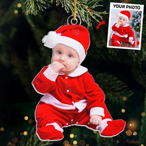 Photo personnalisée « C'est mon premier Noël » - Décoration personnalisée pour la famille - Acrylique de forme personnalisée - Cadeau de fête prénatale, premier Noël, cadeau de Noël pour les membres de la famille