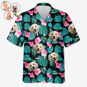 Photo personnalisée « Tu m'as eu à Aloha » - T-shirt hawaïen unisexe personnalisé avec visage personnalisé pour la famille - Cadeau pour la famille, les propriétaires d'animaux et les amoureux des animaux