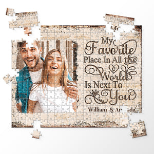 Photo personnalisée avec toi, mon endroit préféré - Puzzle personnalisé pour couple - Cadeau pour mari et femme, anniversaire