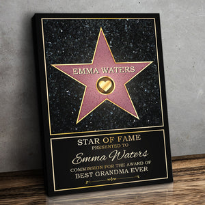 Maman Star Of Fame - Toile verticale personnalisée pour la famille - Cadeau de fête des mères et d'anniversaire pour maman