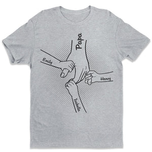 Main dans la main, je te protégerai toujours - T-shirt unisexe personnalisé pour la famille - Cadeaux de fête des pères pour papa, grand-père