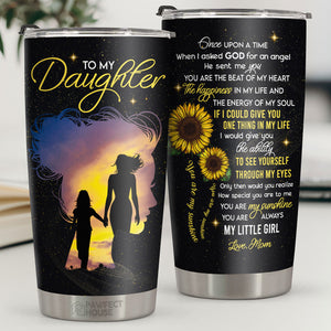 Il était une fois où j'ai demandé à Dieu un ange - Verre - À ma fille, Cadeau pour fille, Cadeau de maman pour fille, Cadeau d'anniversaire pour fille