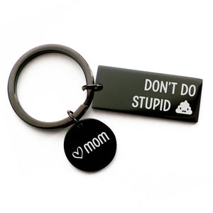 Ne fais pas de bêtises, maman ! Porte-clés humoristique en acier inoxydable noir avec inscription « Famille » - Cadeau d'anniversaire pour maman