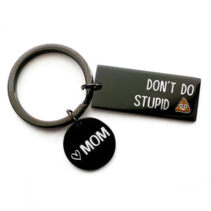 Ne faites pas de bêtises ! Porte-clés humoristique en acier inoxydable noir pour famille ! Cadeau idéal pour les membres de la famille.