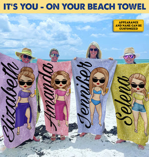 La plage vous appelle, profitez de la fête ! Serviette de plage personnalisée Bestie ! Cadeau pour les meilleures amies, les meilleures amies et les sœurs