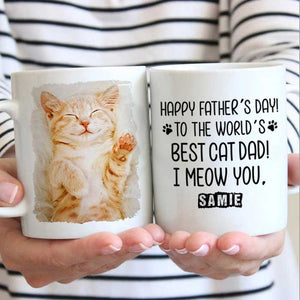 Happy Father's day To The World's Best Dog/Cat Dad - Gift for Dad, Funny Personalized Cat Mug.