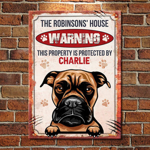 This Property Is Protected By - Funny Personalized Dog Metal Sign.