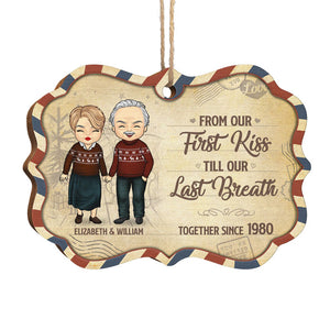 Depuis notre premier baiser ensemble depuis - Décoration de Noël en bois personnalisée en forme de Benelux - Cadeau pour couple, mari et femme, anniversaire, fiançailles, mariage, cadeau de mariage, cadeau de Noël