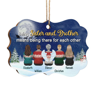 Être sœur et frère signifie être là l'un pour l'autre - Décoration de Noël en bois personnalisée en forme de Benelux - Cadeau pour frères et sœurs, cadeau de Noël