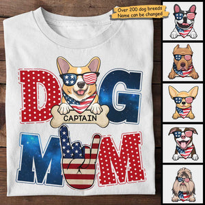 American Dog Mom - Gifts For 4th Of July - Personalized Unisex T-Shirt.