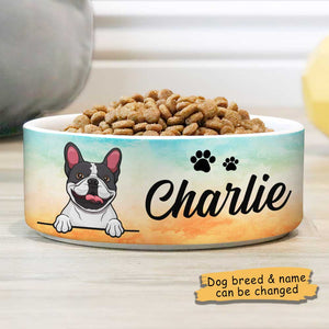 Beach Watercolor, Gift For Dog Lovers - Personalized Custom Dog Bowls.