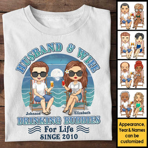 Mari et femme, amis de beuverie pour la vie - T-shirt unisexe personnalisé, sweat à capuche, sweat-shirt - Cadeau pour couple, mari et femme, anniversaire, fiançailles, mariage, cadeau de mariage