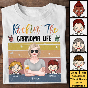 Rockin' Living The Grandma Life - Cadeau pour grand-mère, t-shirt unisexe personnalisé, sweat à capuche