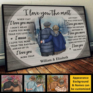 Je t'aime plus que tout - Affiche horizontale personnalisée - Cadeau pour couple, mari et femme