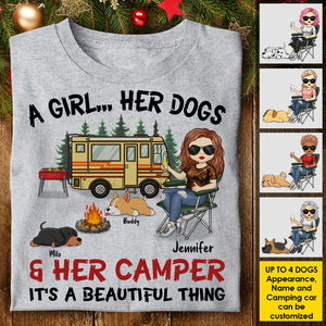 A Girl & Her Dogs, It's A Beautiful Thing - Personalized Unisex T-shirt, Hoodie, Sweatshirt.