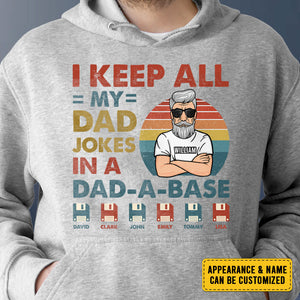 Je garde toutes les blagues de mon père dans un carnet de notes - T-shirt unisexe personnalisé, sweat à capuche - Cadeau pour papa