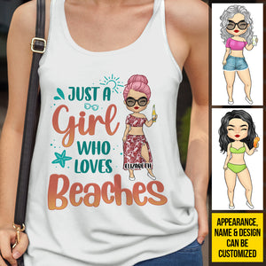 Juste une fille qui aime la plage - Débardeur dos nageur personnalisé - Cadeau pour meilleure amie
