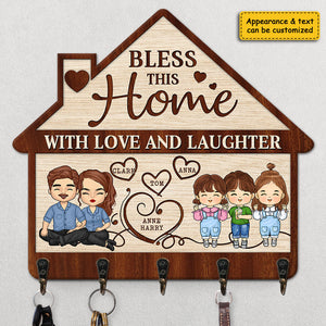 Bénissez cette maison avec joie - Porte-clés personnalisé, porte-clés - Cadeau pour couple, mari et femme, anniversaire, fiançailles, mariage, cadeau de mariage