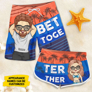 Ensemble, c'est mieux ! Short de plage personnalisé pour couple ! Cadeau pour couple, mari et femme