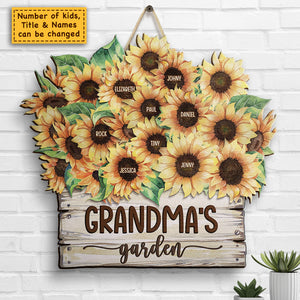 Le petit jardin de grand-mère - Panneau en bois personnalisé - Cadeau pour grand-mère et grands-parents