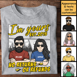 Je suis à toi, sans remboursement, style bande dessinée - Cadeau pour couple, mari et femme - T-shirt unisexe personnalisé