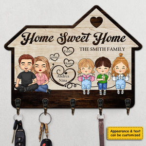 Porte-clés personnalisé « Home Sweet Home With Kids » - Cadeau pour couple, mari et femme, anniversaire, fiançailles, mariage, etc.