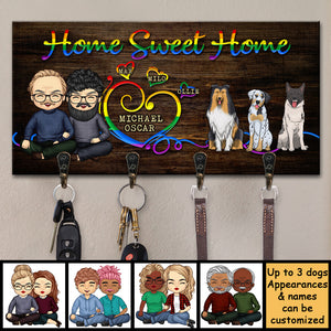 Sweet Home & Our Dogs - Personalized Key Hanger, Key Holder - Gift For Couples, Husband Wife, Pet Lovers