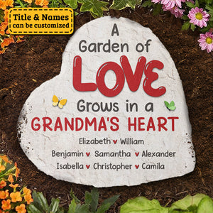 Un jardin d'amour - Pierre de jardin personnalisée - Cadeau pour grand-mère et grands-parents