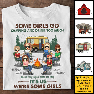 Certaines filles vont camper et boire - T-shirt et sweat à capuche unisexe personnalisé - Cadeau pour les amateurs de camping